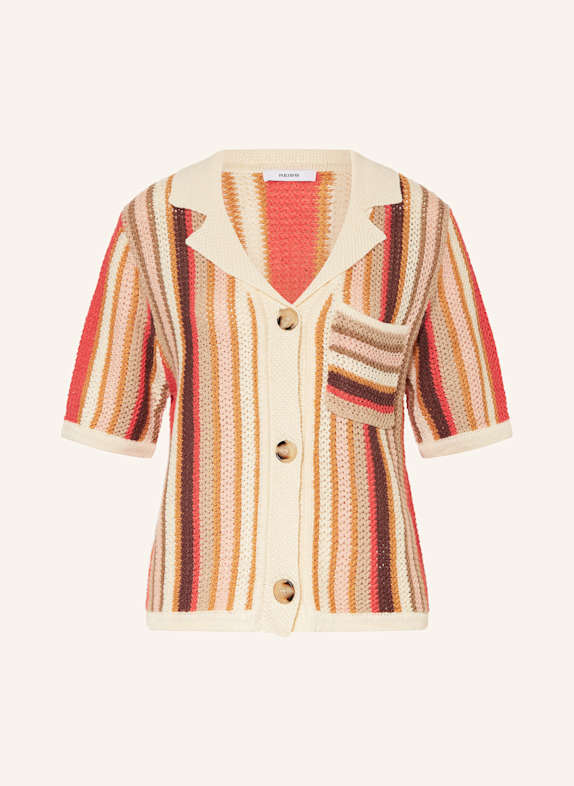 REISS CANDY linen cardigan ECRU/ RED/ DARK ORANGE