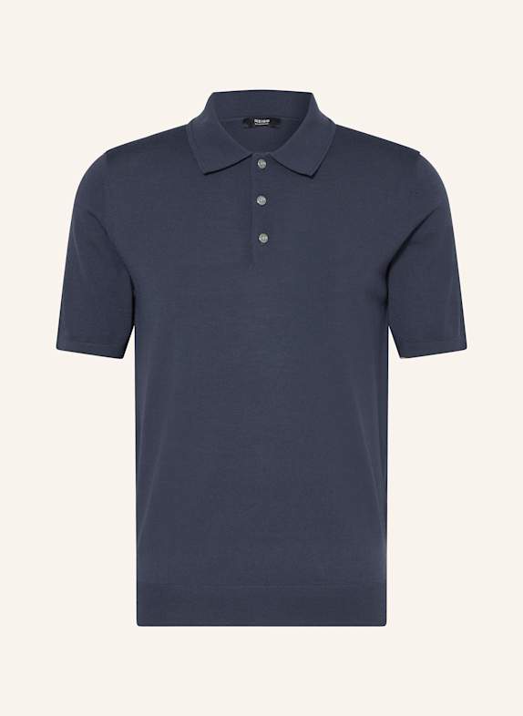 REISS Strick-Poloshirt MANOR aus Merinowolle DUNKELBLAU