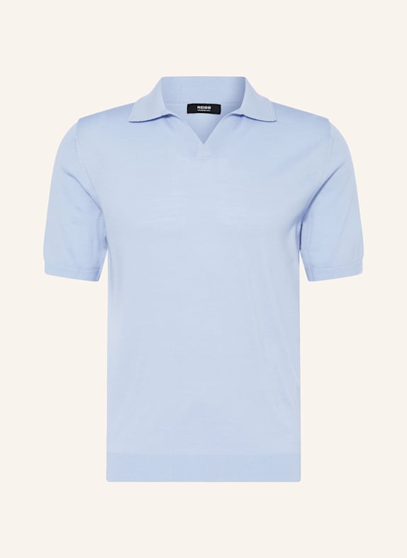REISS Strick-Poloshirt DUCHIE aus Merinowolle HELLBLAU