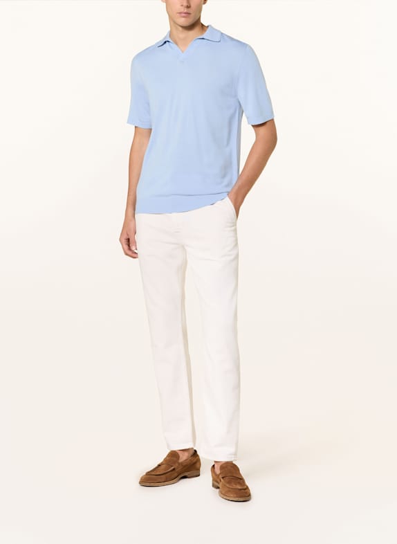 REISS Strick-Poloshirt DUCHIE aus Merinowolle HELLBLAU