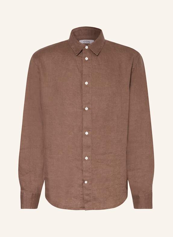 COS Linen shirt relaxed fit DARK BROWN