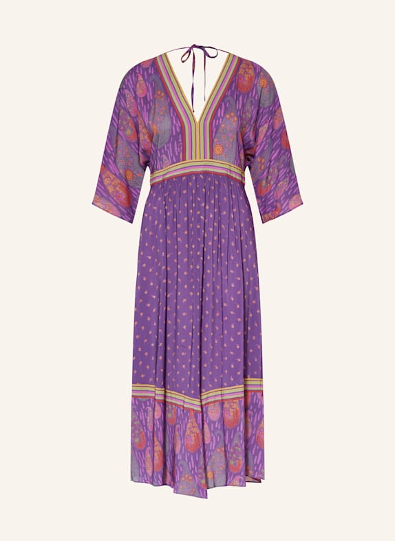 ba&sh Kleid LALO mit 3/4-Arm LILA/ GRÜN/ GELB