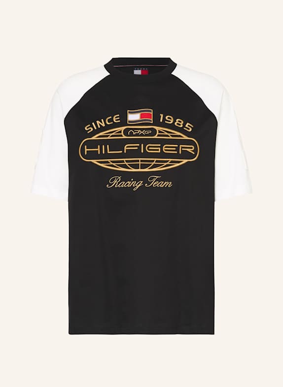TOMMY HILFIGER Tričko ČERNÁ/ BÍLÁ/ ZLATÁ