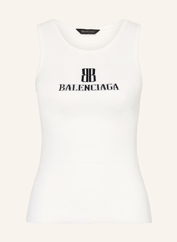 BALENCIAGA Top z dzianiny BIAŁY/ CZARNY