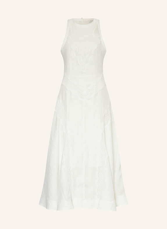 SANDRO Leinenkleid mit Spitze WEISS