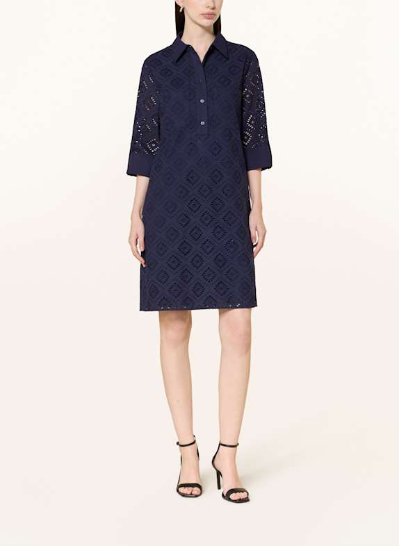 HOBBS Hemdblusenkleid MARCIA aus Lochspitze mit 3/4-Arm DUNKELBLAU