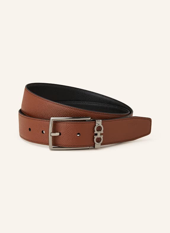 FERRAGAMO Ledergürtel BRAUN/ SCHWARZ