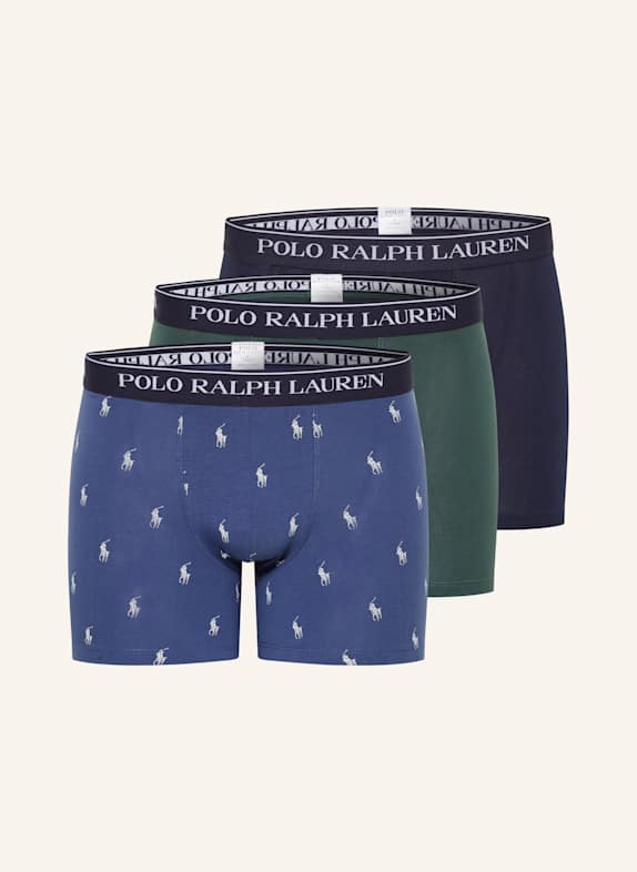 POLO RALPH LAUREN Boxerky, 3 kusy v balení TMAVĚ MODRÁ/ PETROLEJOVÁ/ ČERNOŠEDÁ