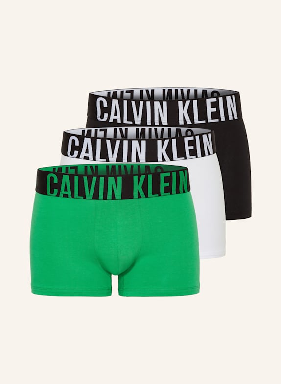 Calvin Klein Boxerky INTENSE POWER, 3 kusy v balení BÍLÁ/ ČERNÁ/ NEONOVĚ ZELENÁ