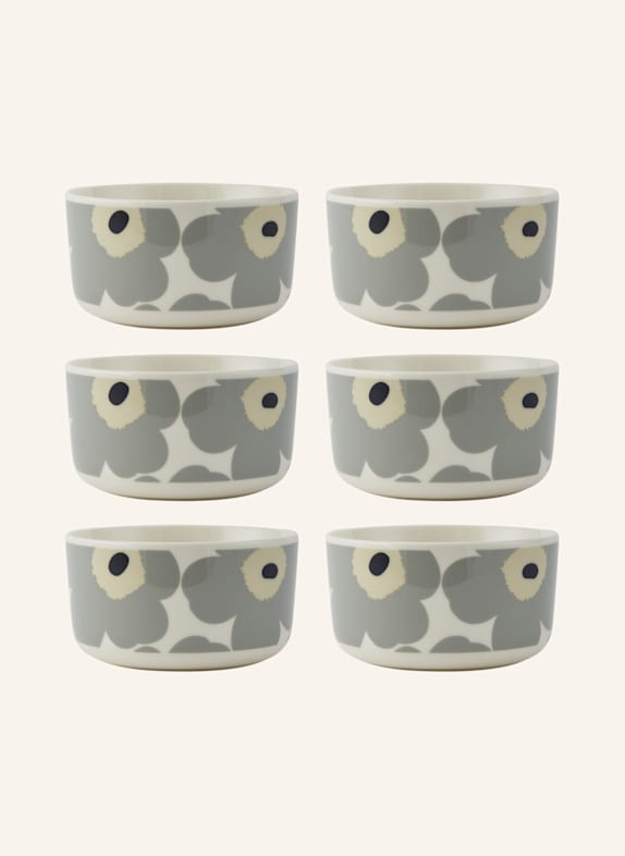 marimekko 6er-Set Schalen OIVA/UNIKKO ECRU/ HELLGRAU