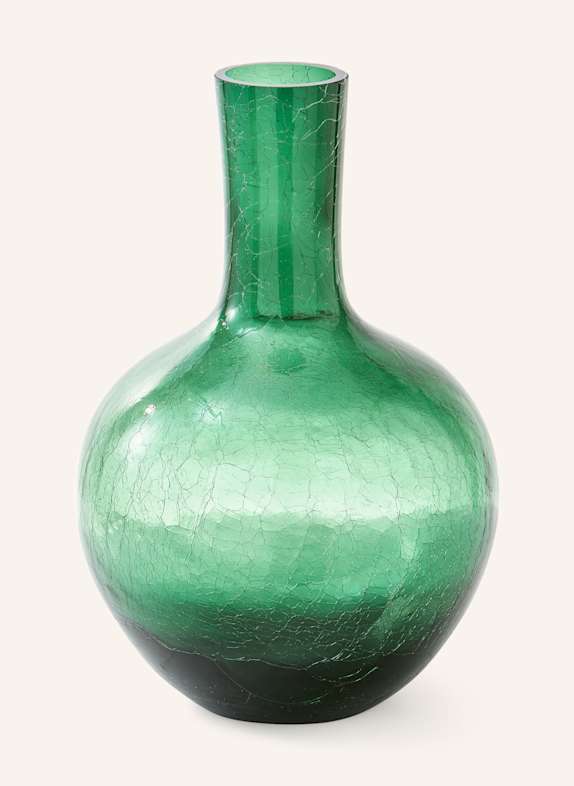 POLSPOTTEN Vase RISSGLAS DUNKELGRÜN