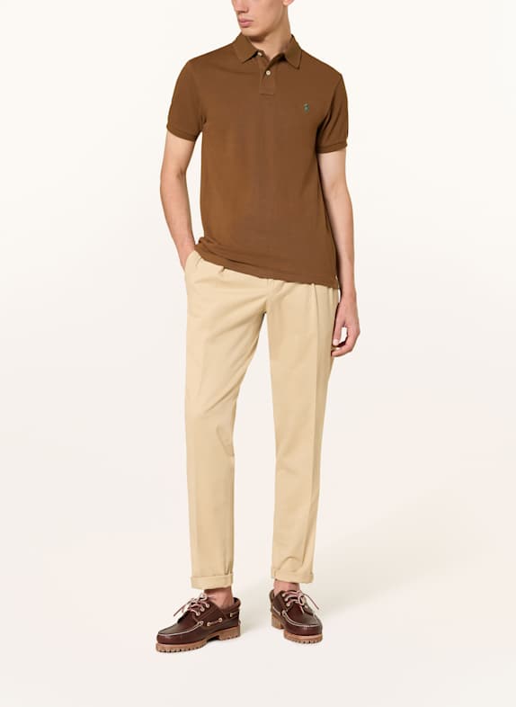 POLO RALPH LAUREN Koszulka polo z piki slim fit BRĄZOWY