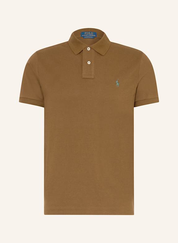 POLO RALPH LAUREN Koszulka polo z piki custom slim fit BRĄZOWY