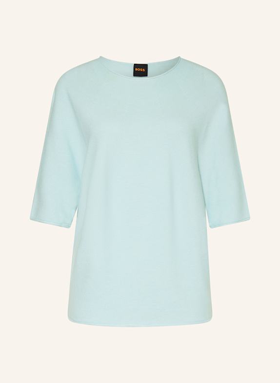 BOSS FLAMBERS sweater with 3/4 sleeves TURQUOISE