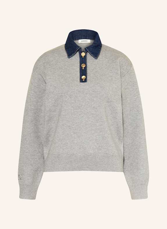 SANDRO Pullover im Materialmix GRAU/ BLAU