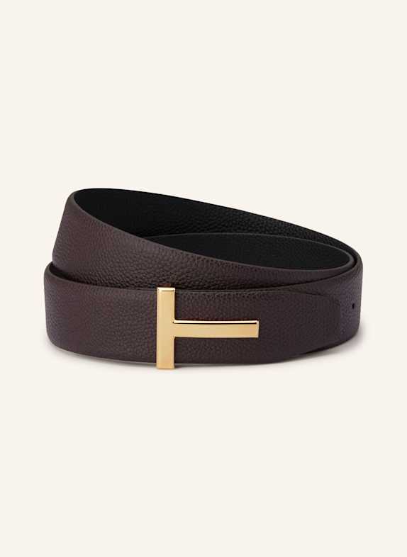 TOM FORD Ledergürtel zum Wenden DUNKELBRAUN/ GOLD