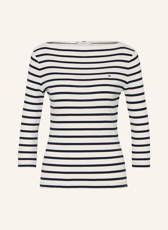 TOMMY HILFIGER Shirt mit 3/4-Arm WEISS/ DUNKELBLAU