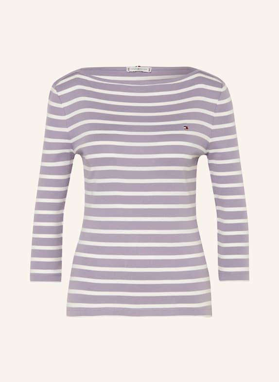 TOMMY HILFIGER Shirt mit 3/4-Arm LILA/ WEISS