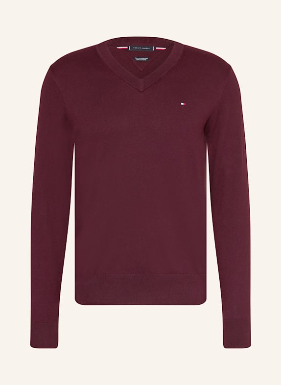TOMMY HILFIGER Pullover DUNKELROT