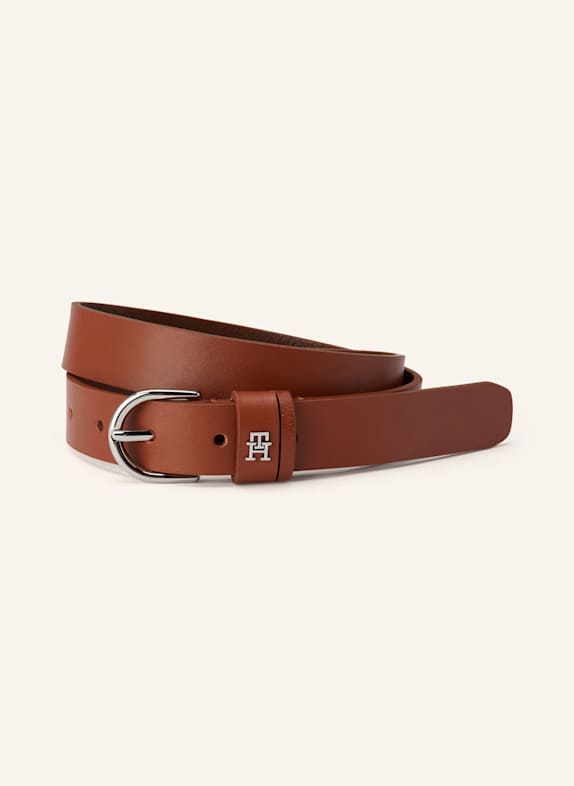 TOMMY HILFIGER Pasek skórzany KONIAKOWY