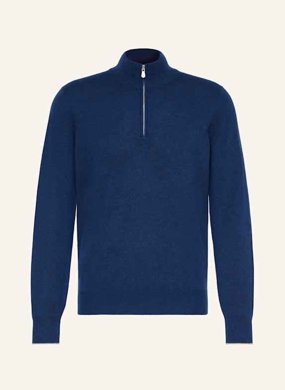 BRUNELLO CUCINELLI Cashmere half-zip sweater BLUE