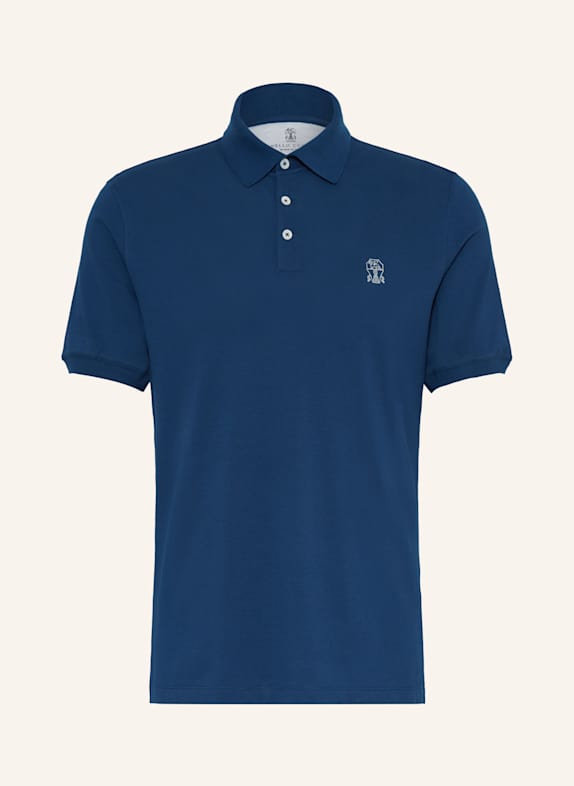 BRUNELLO CUCINELLI Piqué polo shirt BLUE