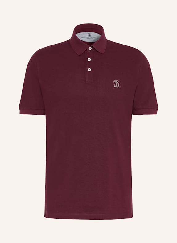 BRUNELLO CUCINELLI Piqué polo shirt DARK RED