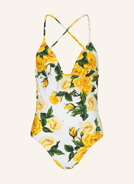 DOLCE & GABBANA Swimsuit ROSE WHITE/ YELLOW/ GREEN
