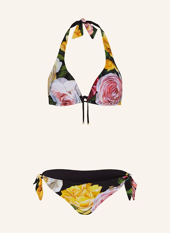 DOLCE & GABBANA Neckholder-Bikini SCHWARZ/ GELB/ PINK