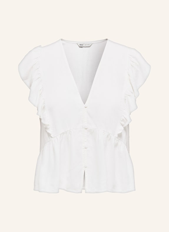 ONLY Bluse mit Leinen und Rüschen WEISS