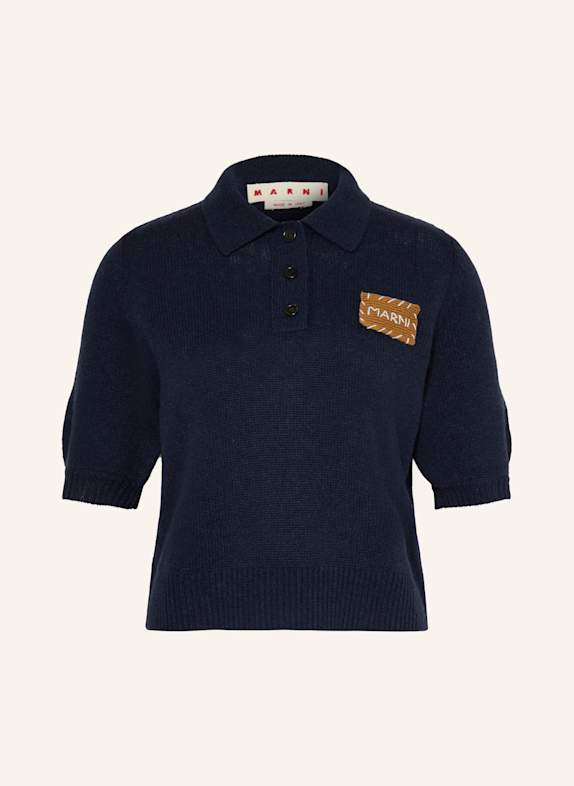 MARNI Koszulka polo z kaszmirowej dzianiny GRANATOWY