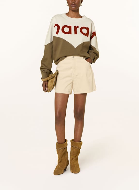MARANT ÉTOILE Sweatshirt HOUSTON KHAKI / ECRU / MÖRKORANGE