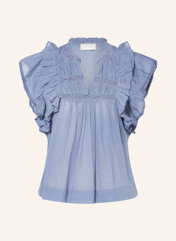 NEO NOIR Blusentop JAYLA mit Spitze und Rüschen BLAU
