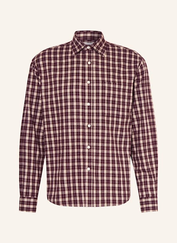 NN.07 Flannel shirt DEON Comfort Fit DARK RED/ CREAM
