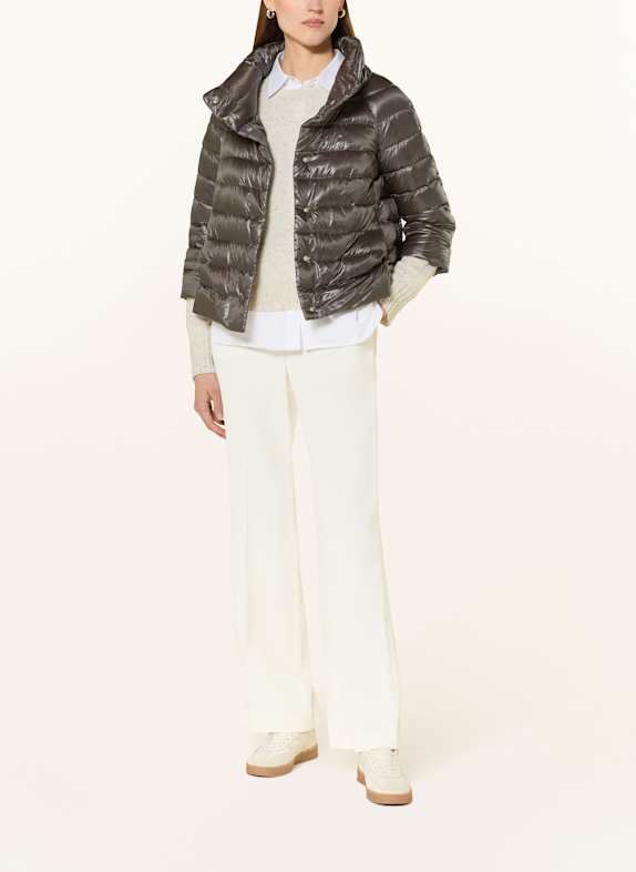HERNO Down jacket SOFIA with 3/4 sleeves TAUPE