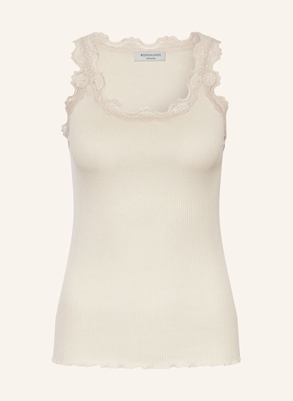rosemunde Silk top BABETTE with lace LIGHT GRAY