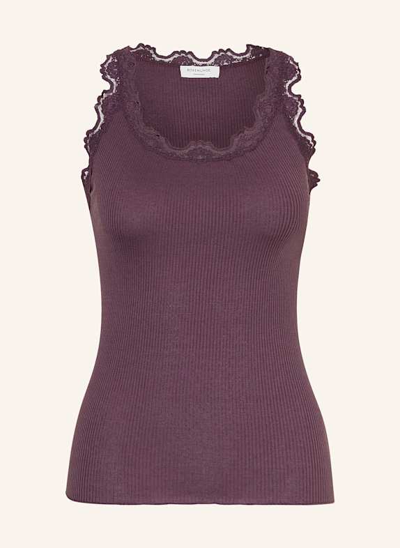rosemunde Silk top BABETTE with lace PURPLE