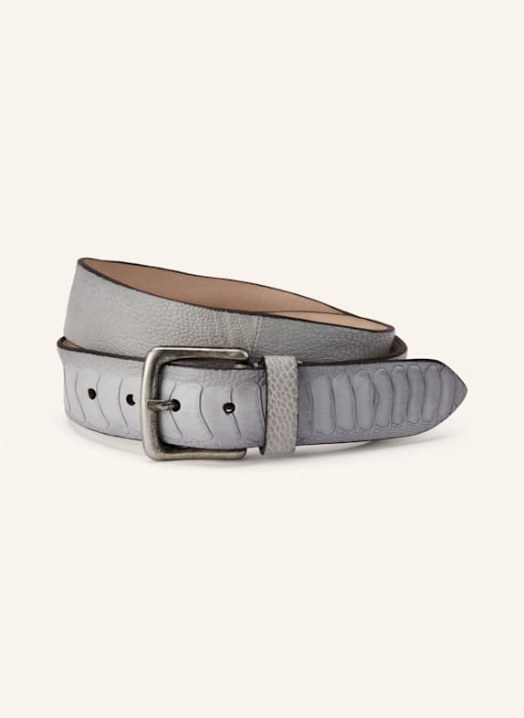 POST & CO Leather belt LIGHT GRAY