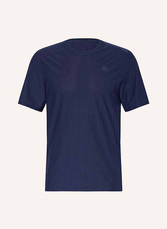 lululemon T-shirt STRIPED MESH GRANATOWY