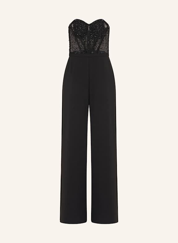 Hey Kyla Off-Shoulder-Jumpsuit mit Schmucksteinen SCHWARZ