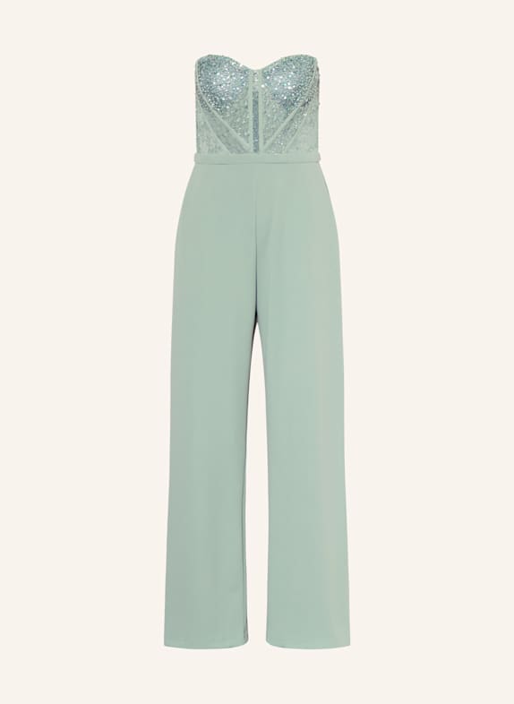 Hey Kyla Off-Shoulder-Jumpsuit mit Schmucksteinen HELLGRÜN
