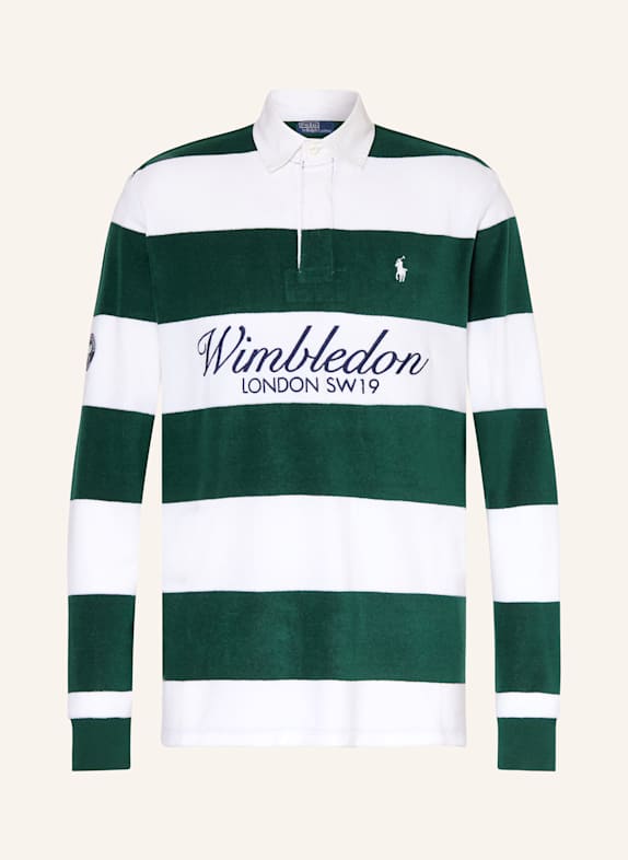 POLO RALPH LAUREN Frottee-Rugbyshirt Classic Fit WEISS/ GRÜN