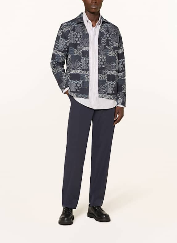 LES DEUX Jacquard overshirt LAYTON DONKERBLAUW