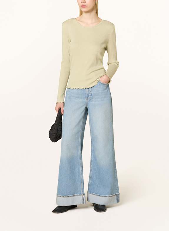 Marc O'Polo DENIM Longsleeve met ruches LICHTGROEN
