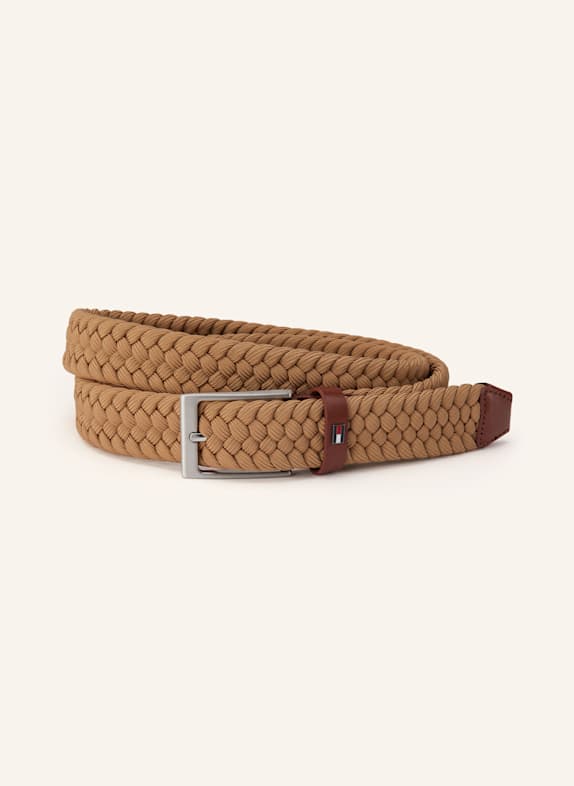 TOMMY HILFIGER Proplétaný opasek LAYTON SVĚTLE HNĚDÁ