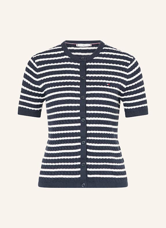TOMMY HILFIGER Strickjacke DUNKELBLAU/ WEISS