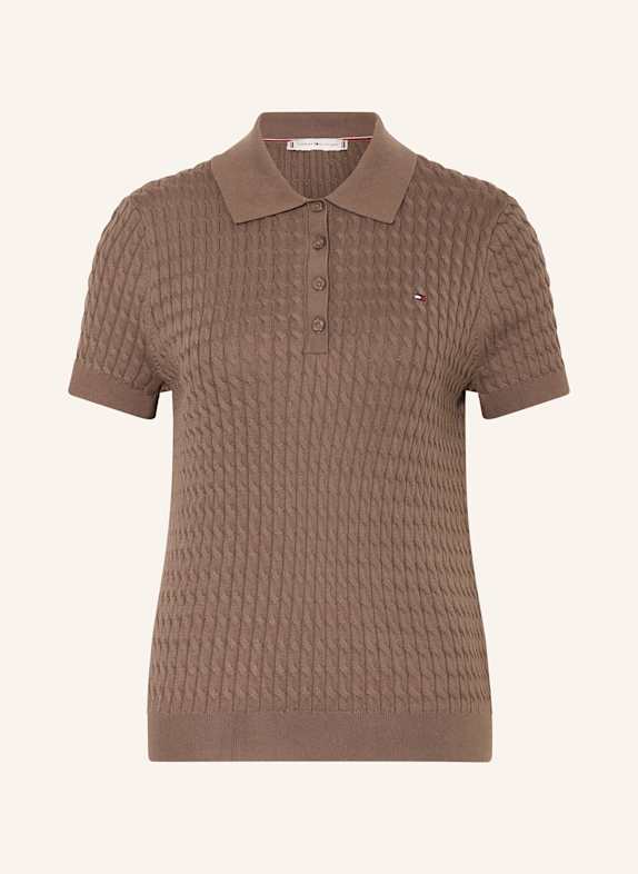 TOMMY HILFIGER Strick-Poloshirt BRAUN