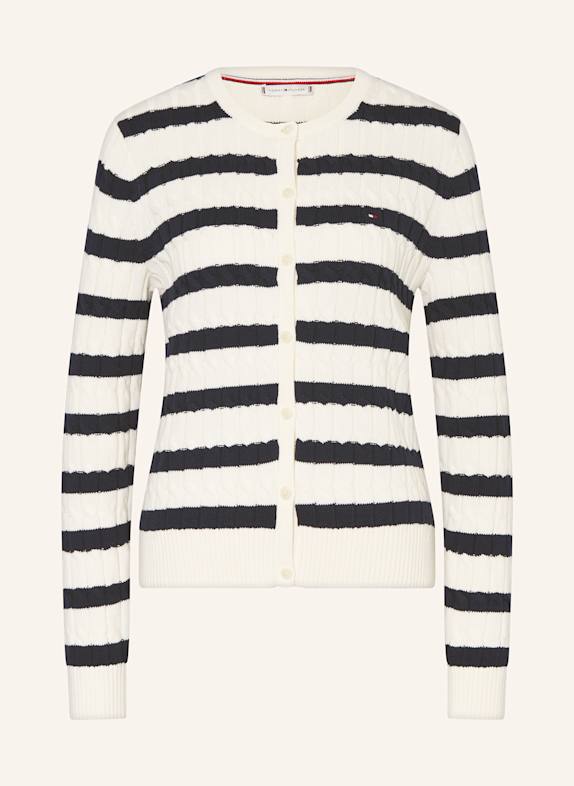 TOMMY HILFIGER Strickjacke WEISS/ DUNKELBLAU