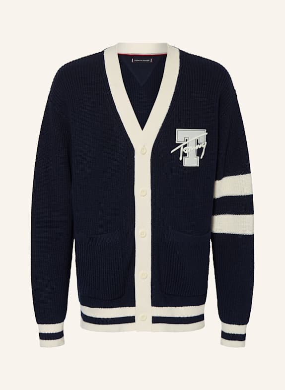 TOMMY HILFIGER Strickjacke DUNKELBLAU/ WEISS
