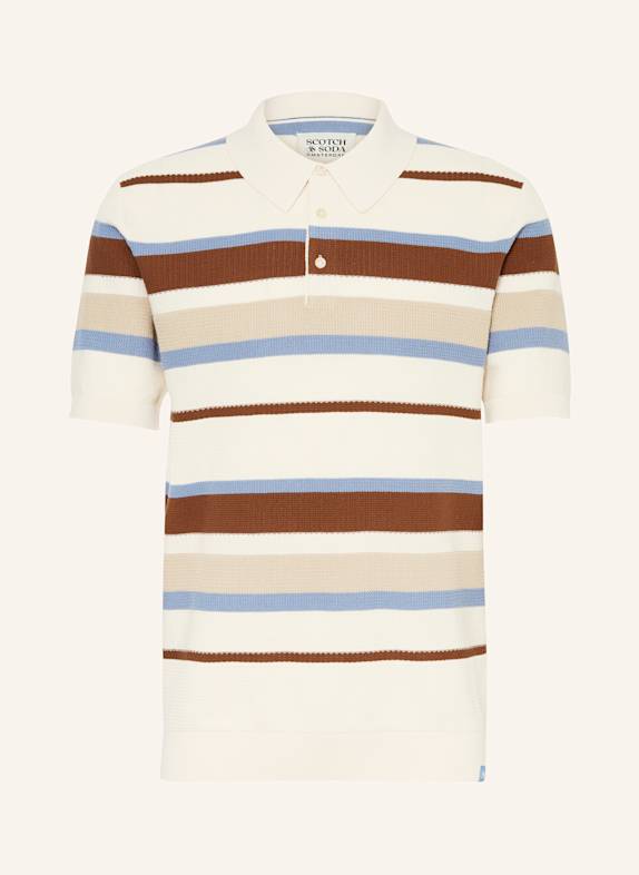 SCOTCH & SODA Koszulka polo z dzianiny KREMOWY/ BRĄZOWY/ NIEBIESKI